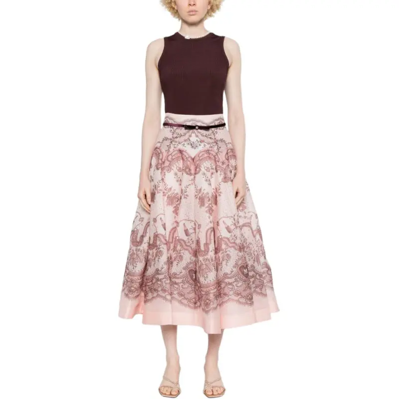Zimmermann Crush Flared Midi Skirt-1