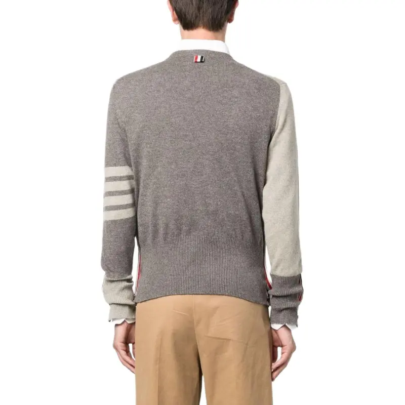 THOM BROWNE Striped Knitted Crewneck Jumper-4