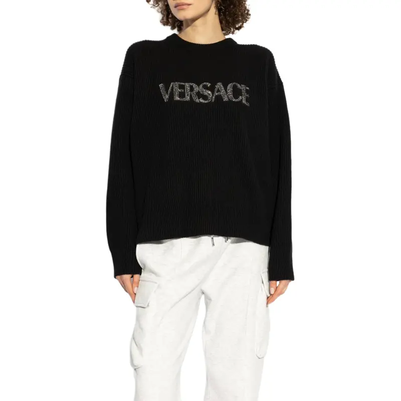 VERSACE Logo Appliqué Crewneck Jumper-1