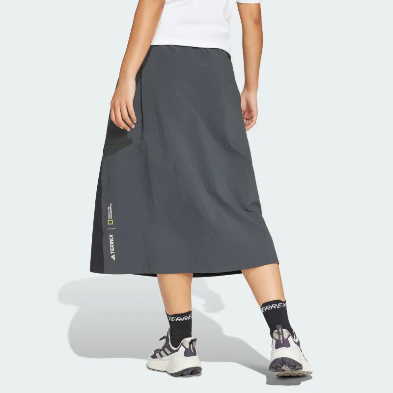 Adidas x National Geographic TerrexDisney Casual Long Skirt Women's Black-4