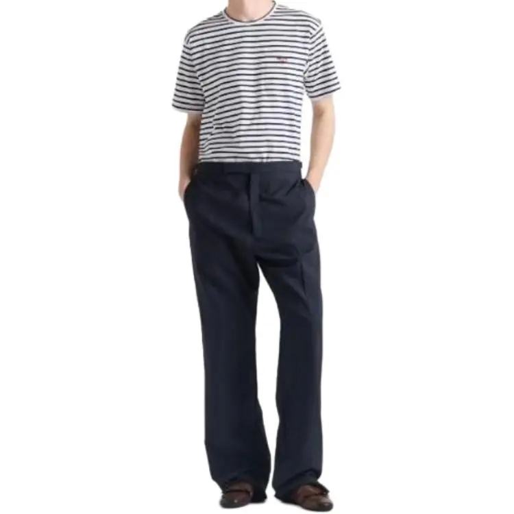 PRADA Logo Embroidered Striped T Shirt-4