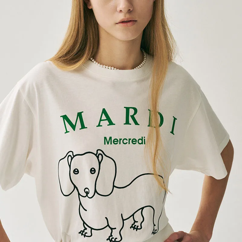 MARDI MERCREDI T Shirt Women's Ivory Green Korean Style-5