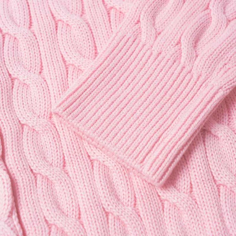 Polo Ralph Lauren Cable Knit Cotton Crewneck Cardigan Knitwear Women's Pink-7