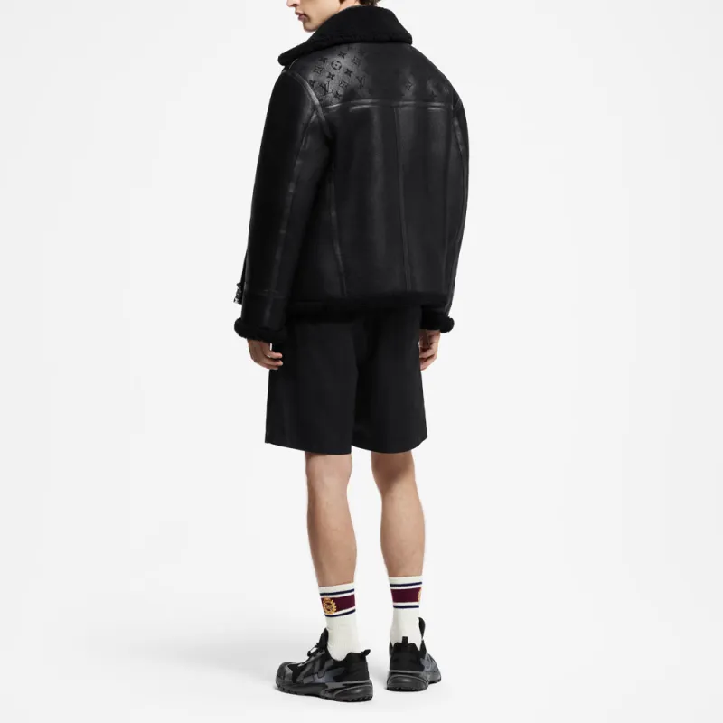 LOUIS VUITTON FW24 Leather Jacket Men's Black-6