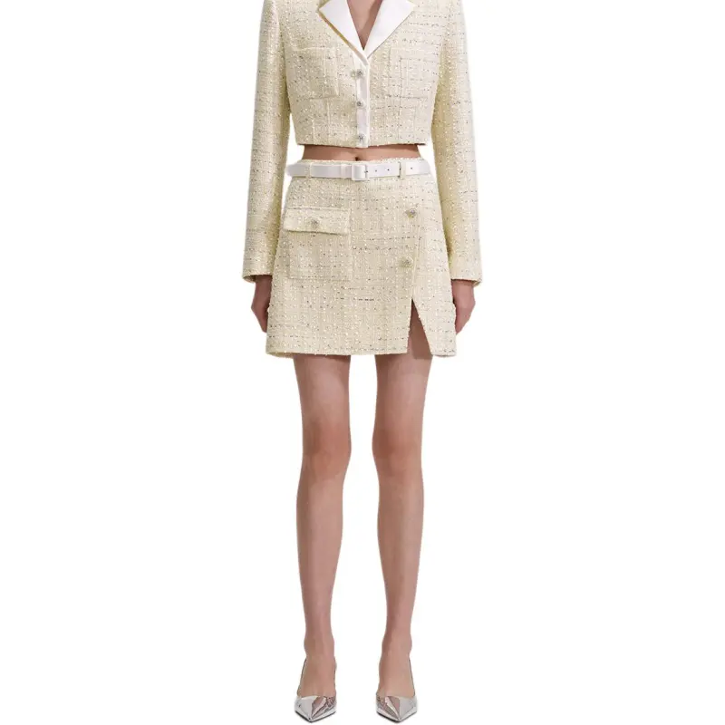 Self portrait Belted Bouclé Miniskirt-5
