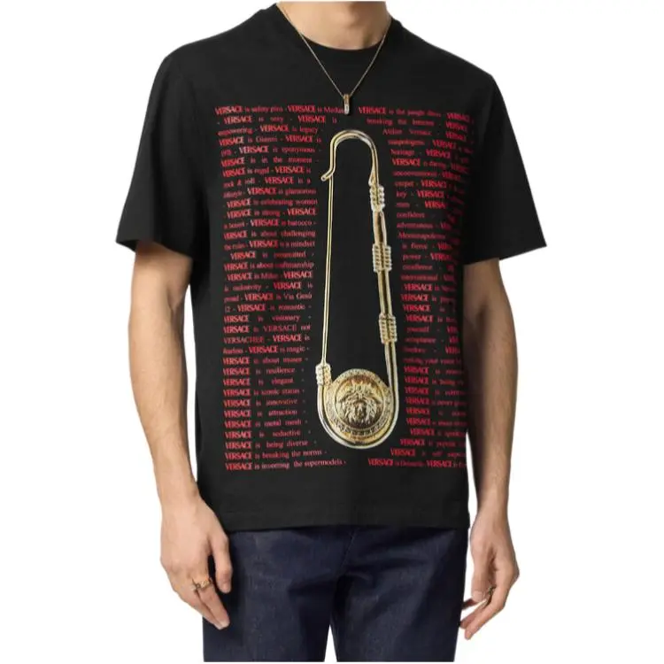 VERSACE Medusa Safety Pin Printed Crewneck T Shirt-2