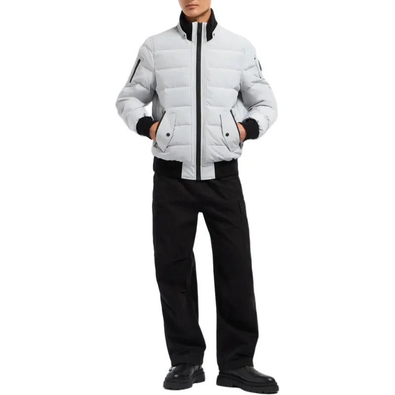Moose Knuckles Onyx Scotchtown Shearling Bomber Jacket Down Jacket Men's Birch Grey-5