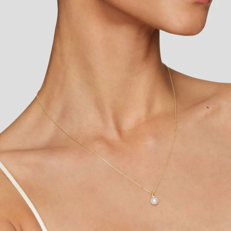 David Yurman 18kt Yellow Gold Petite Solari Diamond And Pearl Necklace 11.5mm-3