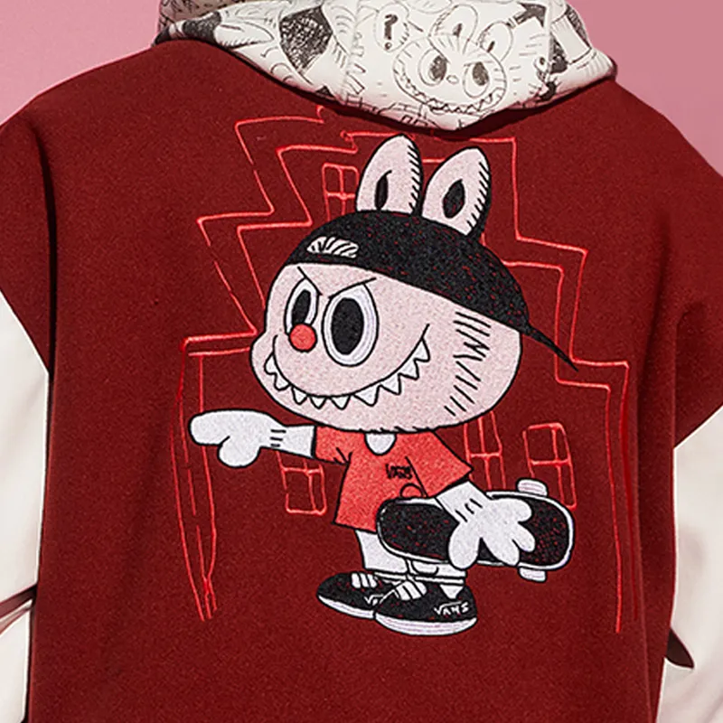 Vans x THE MONSTERS Baseball Jacket Unisex Red Brown-2