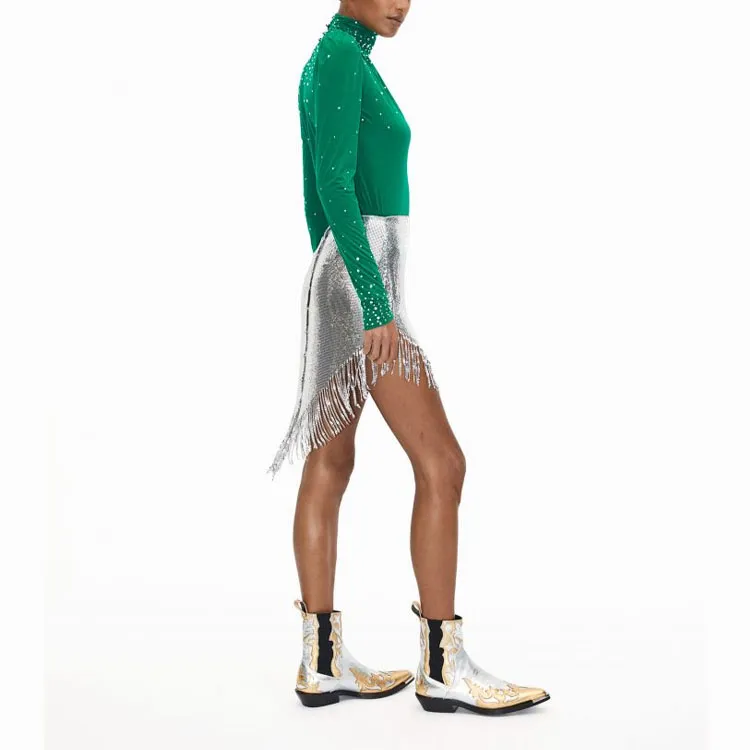 Rabanne H&M Embellished Jersey Top Green-4
