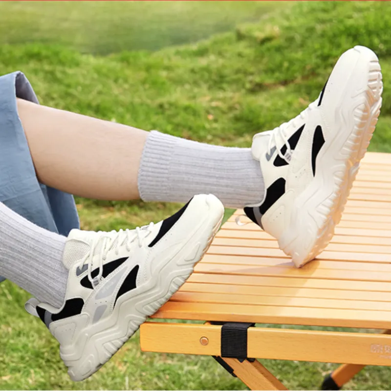 361° Anti Slip Wear Resistant Low Top Casual Shoes Men's White Black-5