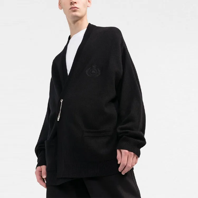 Balenciaga SS22 Knitted Fabric Cardigan Coat Men's Black-3