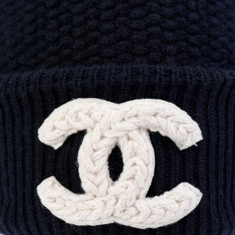 CHANEL Cashmere Beanies Unisex Blue-4