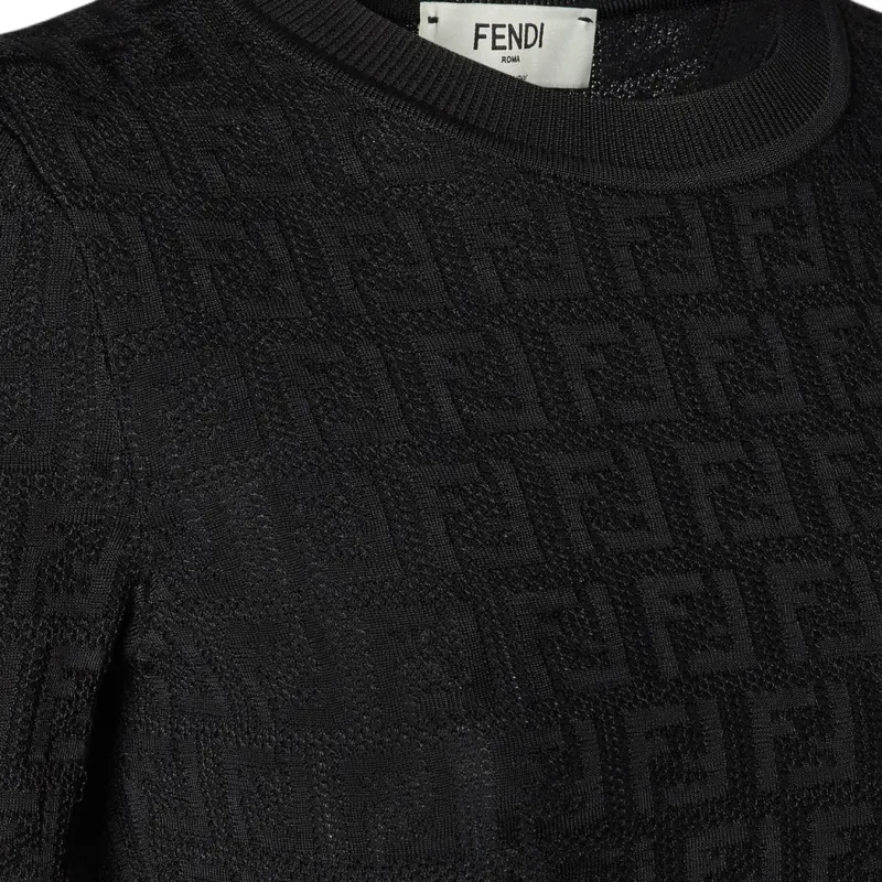 FENDI Short Sleeved Dress Women's Black-2