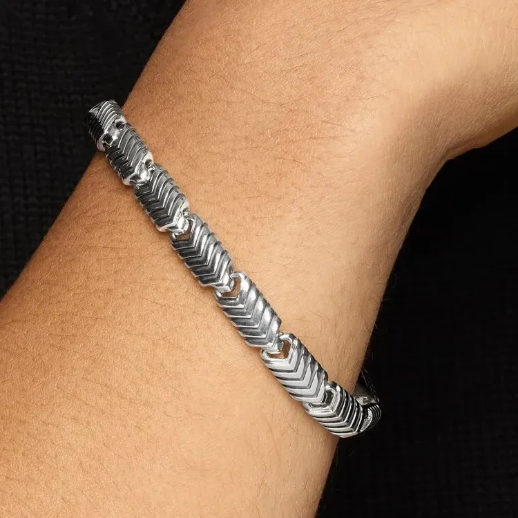 David Yurman Sterling Silver Chevron link Bracelet-3