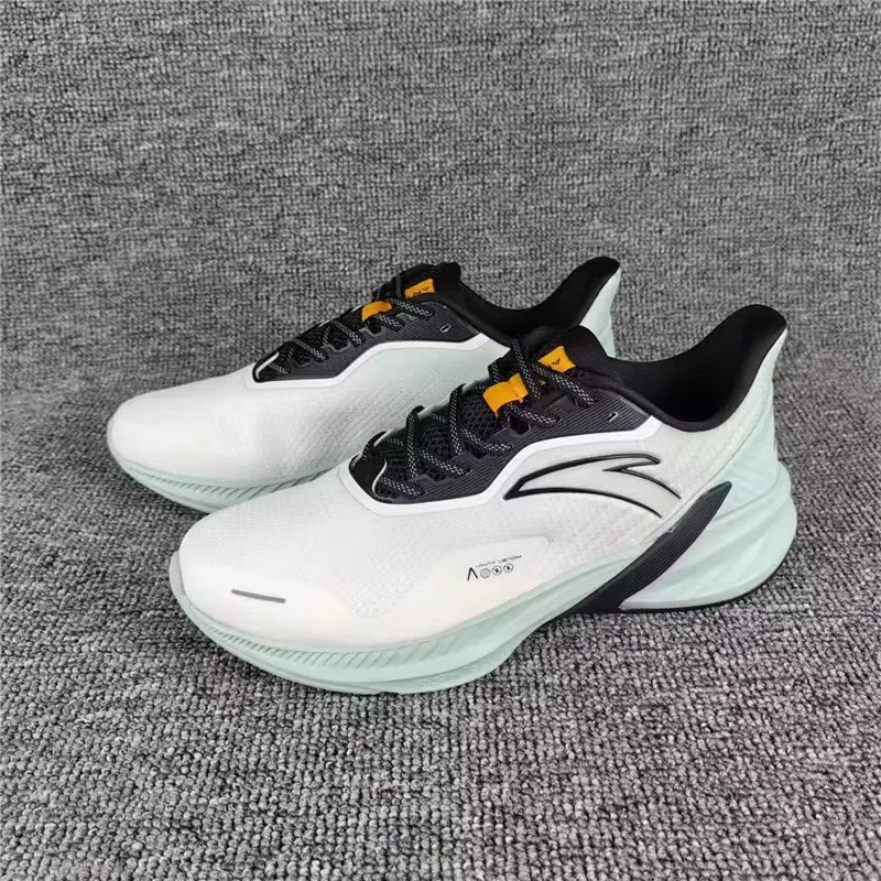 Anta Running Collection Cushioned Slip-Resistant Abrasion-Resistant Low-Top Sprint Running Shoes Men's White Green-2