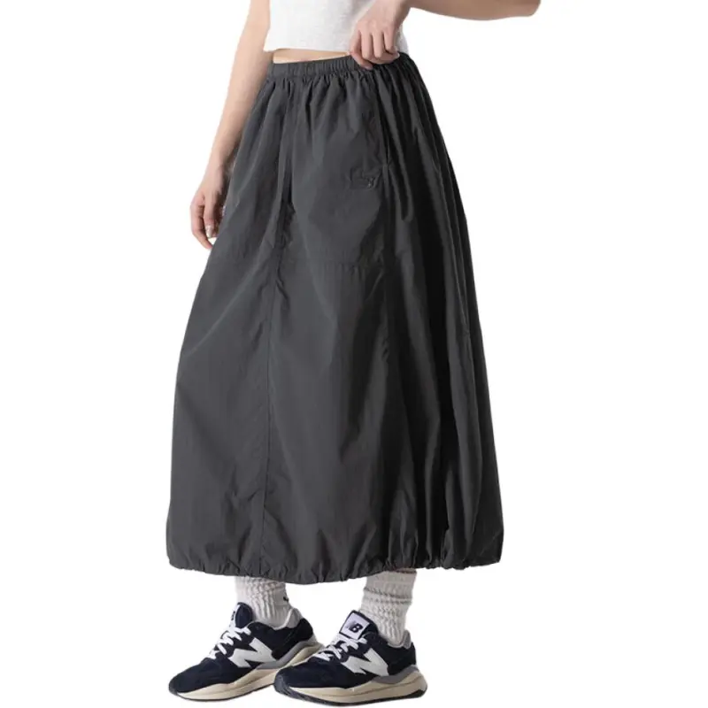 New Balance Casual Long Skirt Women's Black Asphalt Cyan-3
