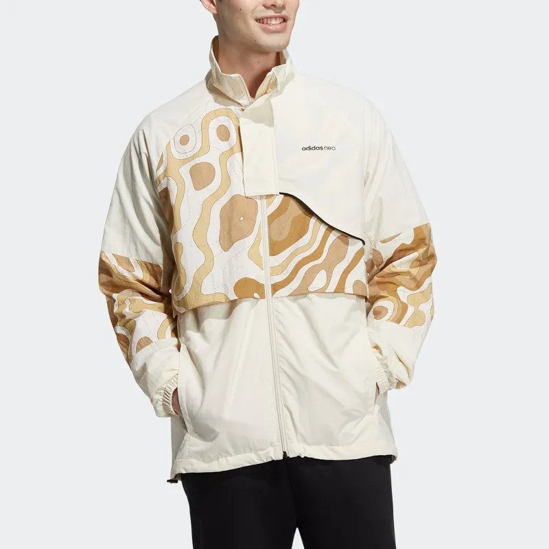 Adidas Neo Retro Sports Stand Collar Jackets Men's Ecru-1