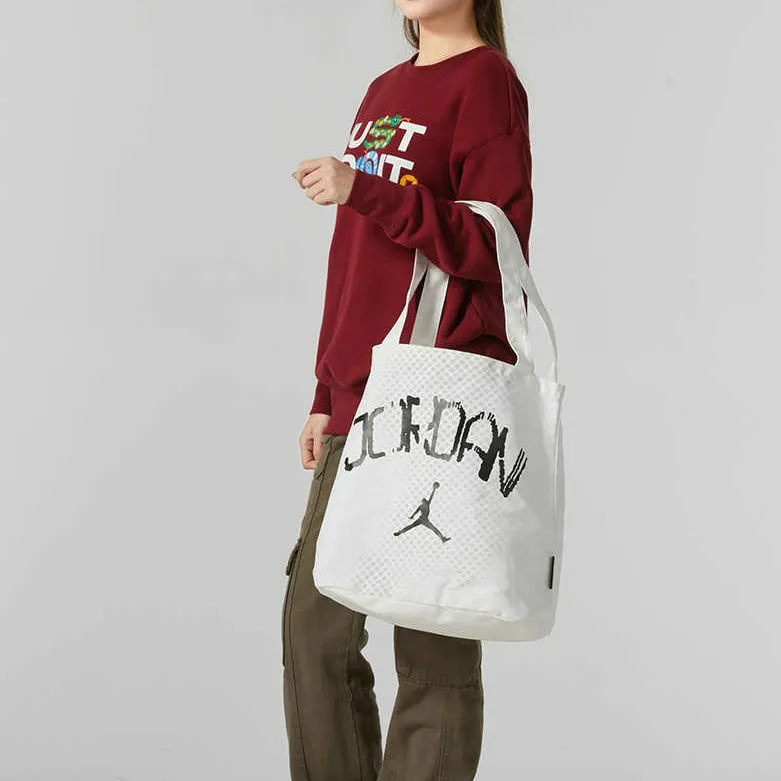 Jordan Cotton Tote Bag Shopping Bag Handbag Shoulder Bag Unisex White-3