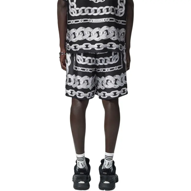 VERSACE Medusa Chains Silk Shorts-2
