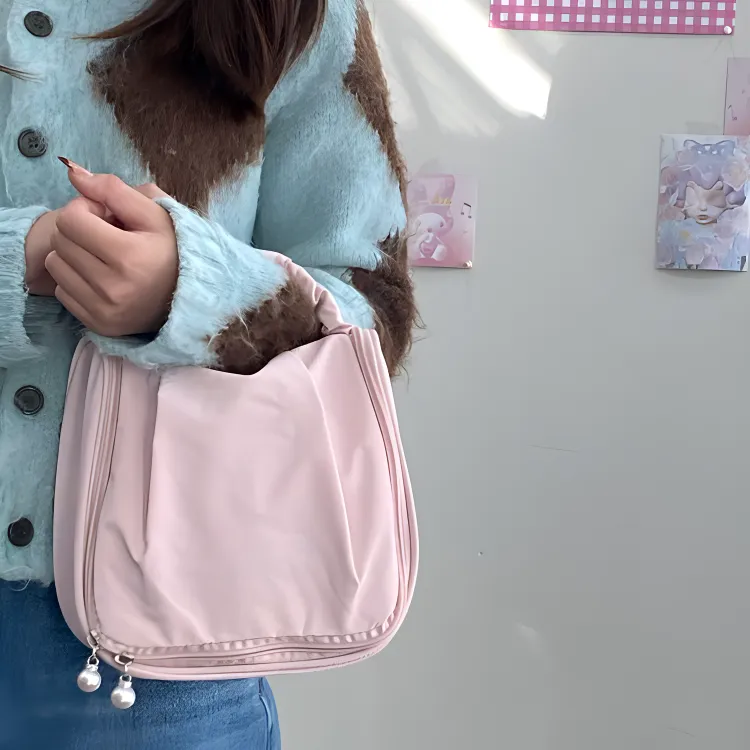 Bywhich Polyester Toiletry Bag Storage Bag Makeup Bag Regular Women's Pink-2