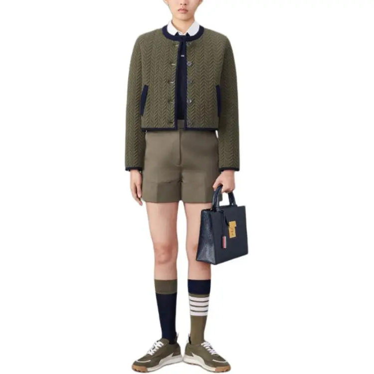 THOM BROWNE Herringbone Quilted jacquard Cardigan-2