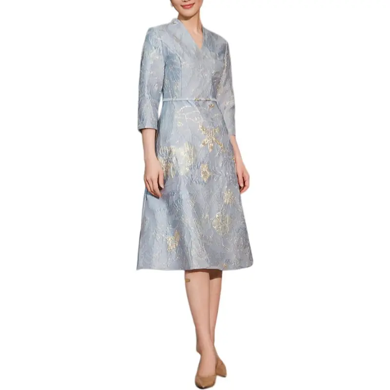 BBLLUUEE Long Sleeved Dress Women's Aqua Blue-4