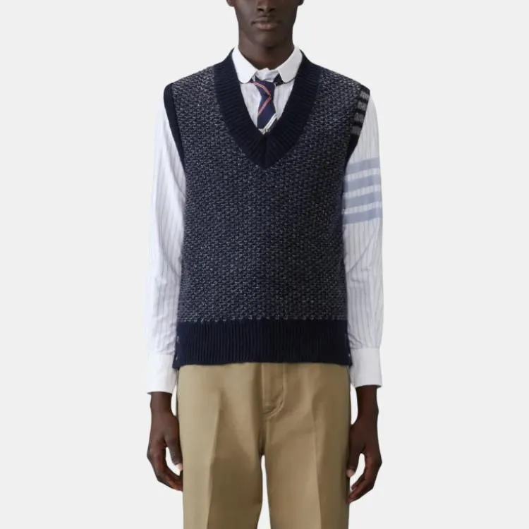 THOM BROWNE 4 Bar Textured knit Vest-1
