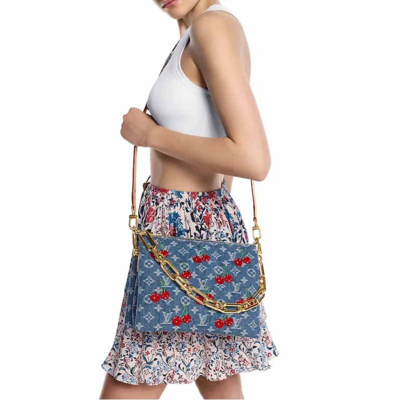 LOUIS VUITTON X Takashi Murakami Cherry Coussin Pm Denim Monogram-7