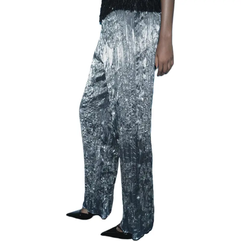 ZARA ZW Series Casual Pants Women's Silver-3