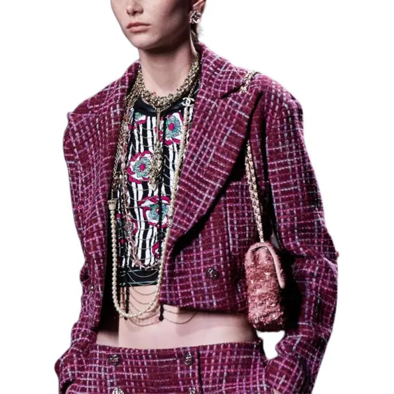 CHANEL Cropped Coats Women's Purple-1
