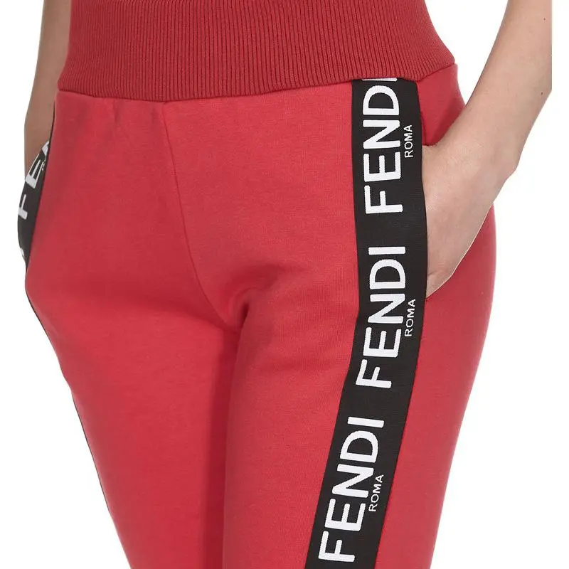 FENDI Knitted Sweatpants Women's Red-4