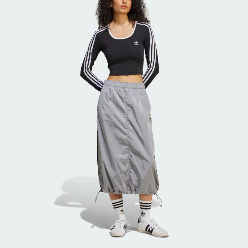 Adidas Originals ADICOLORMidi WOVEN NYLON SKIRT Casual Long Skirts Women's Pure Ice Gray-1