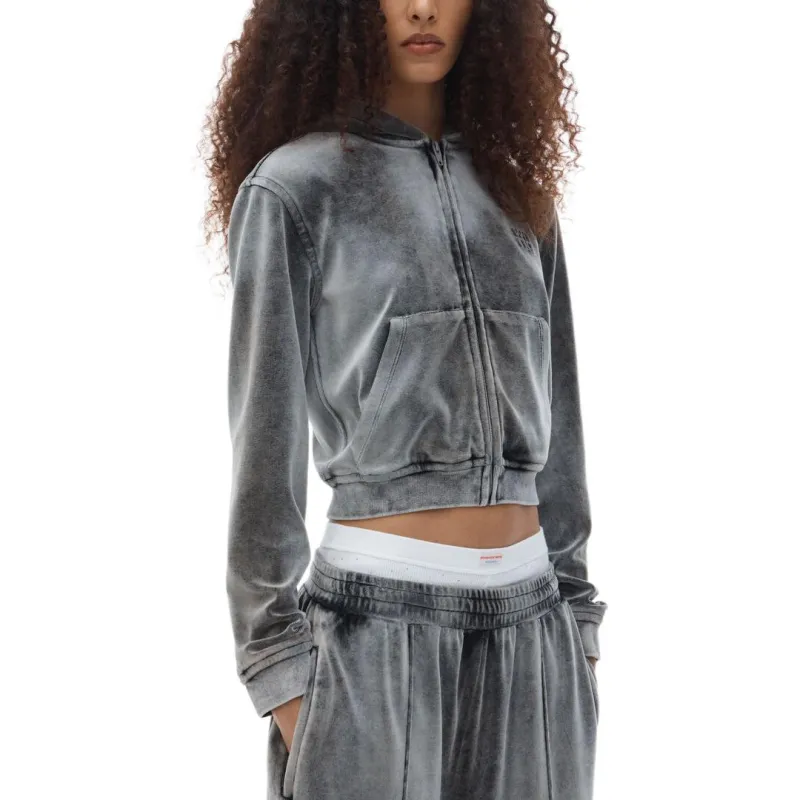 Alexander Wang Shrunken Zip Up Jacket Washed Feather-1
