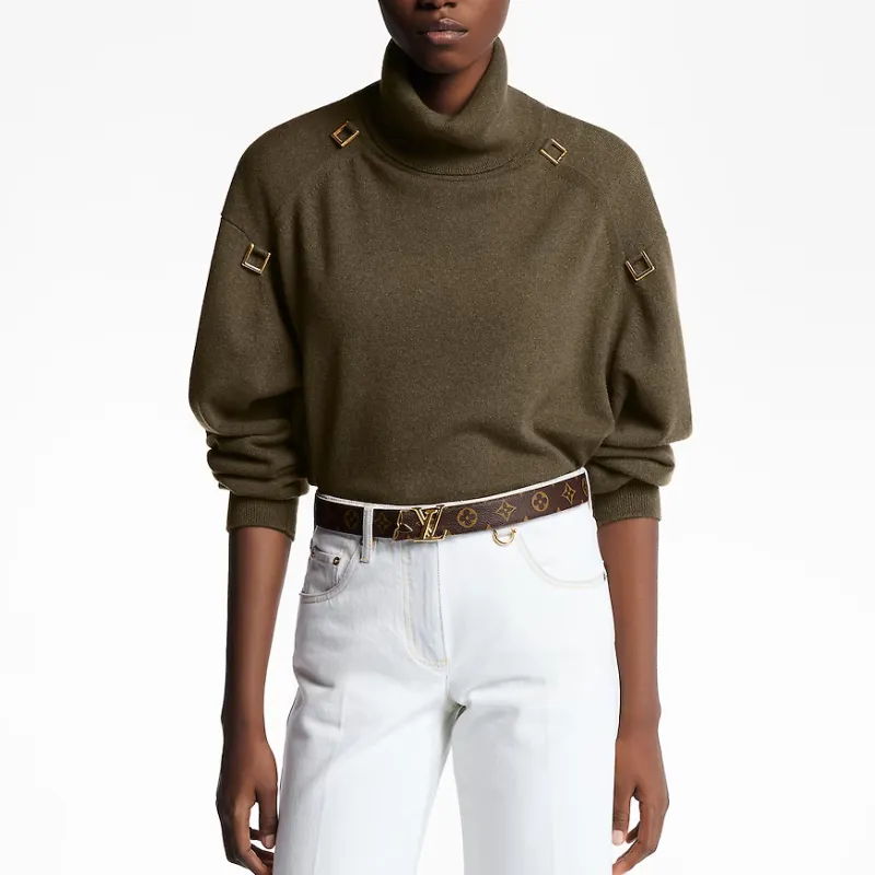 LOUIS VUITTON Leather Canvas Hardware Accessories Leather Belts Women's Beige Width: 2CM-4