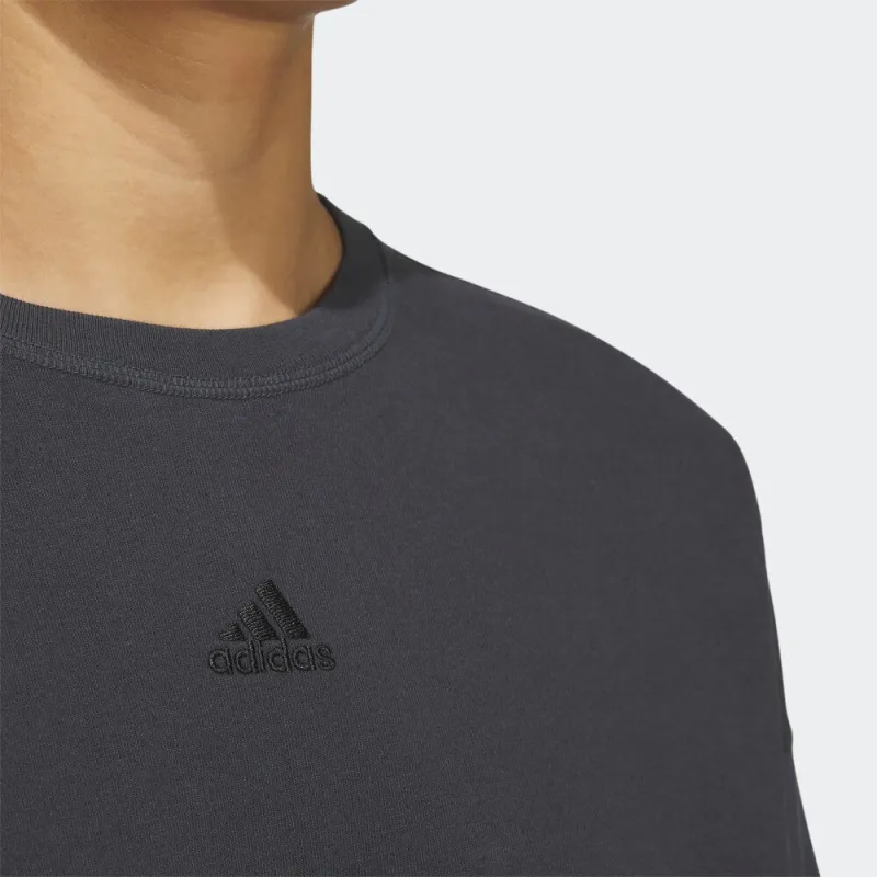 Adidas Drop Shoulder Sleeve T Shirt Women's Dark Gray-4