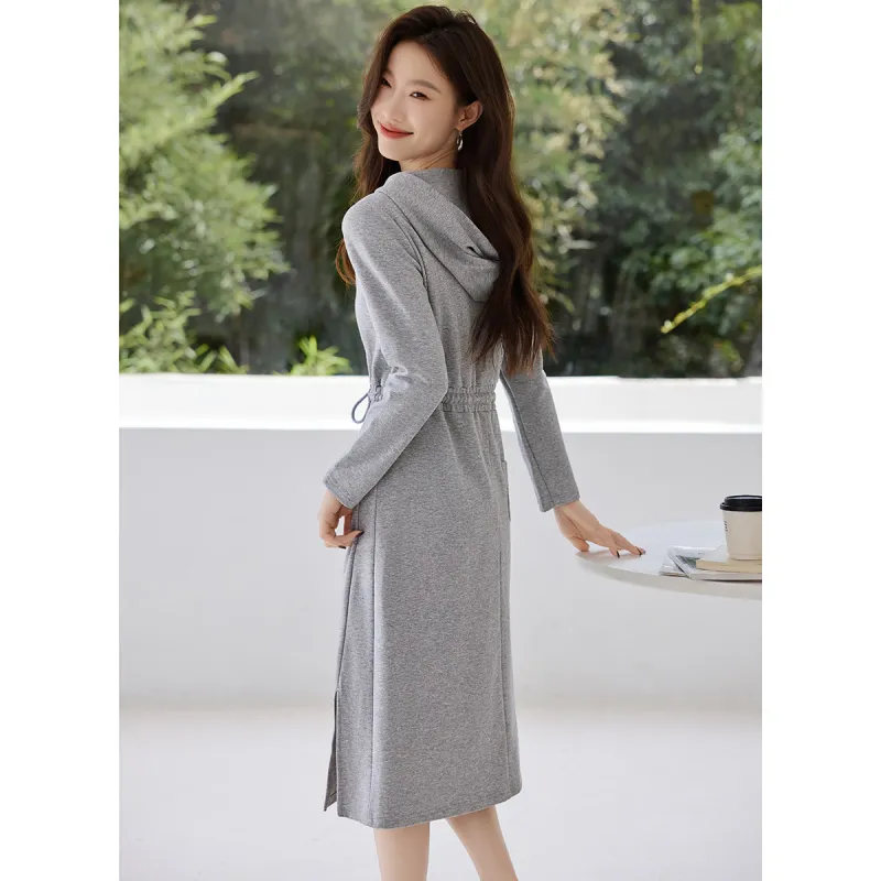 Mo Han Yi Mei Long Sleeved Dresses Women's Light Gray-3