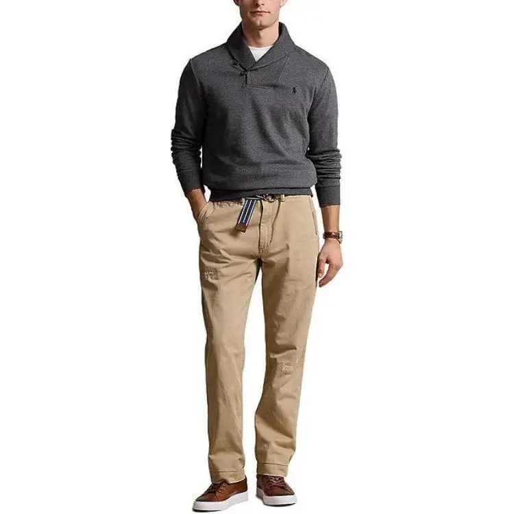 Polo Ralph Lauren Luxury Jersey Shawl Collar Knitwear Men's Gray-1