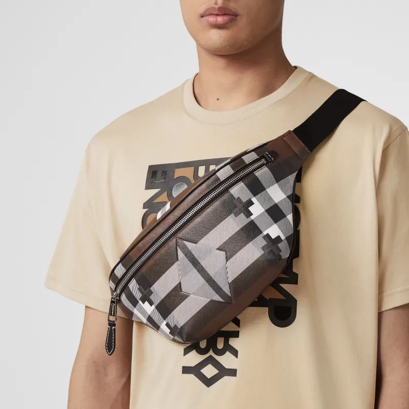 Burberry Geometric Check Bum Bag Brown-5