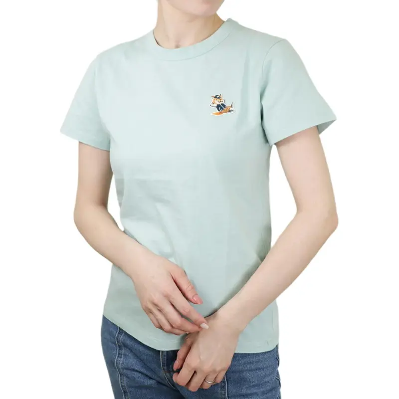 Maison Kitsune T Shirts Women's Pink/Blue-2