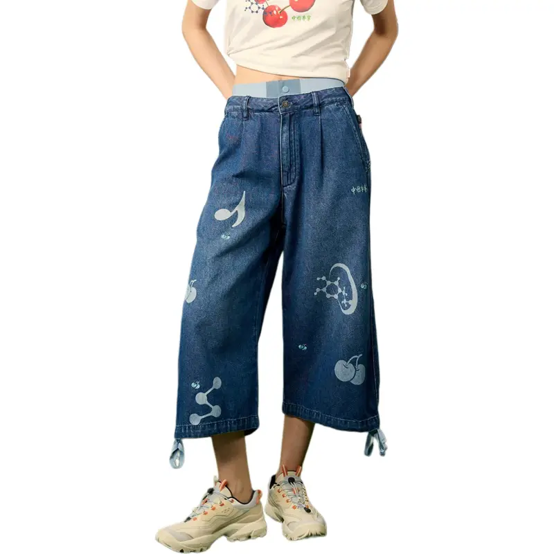 LiNing x ANB Denim Shorts Women's Dark Denim Blue-3
