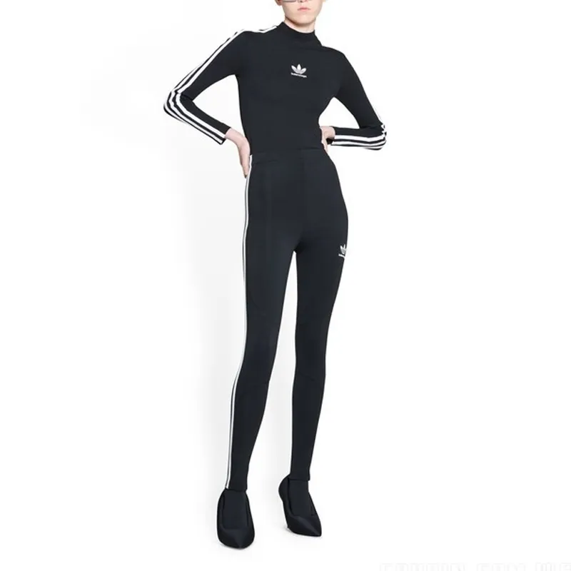 Balenciaga X Adidas Women's Athletic Leggings Black White-2