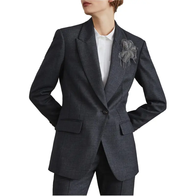 Brunello Cucinelli Floral Detailed Single Breasted Blazer-4
