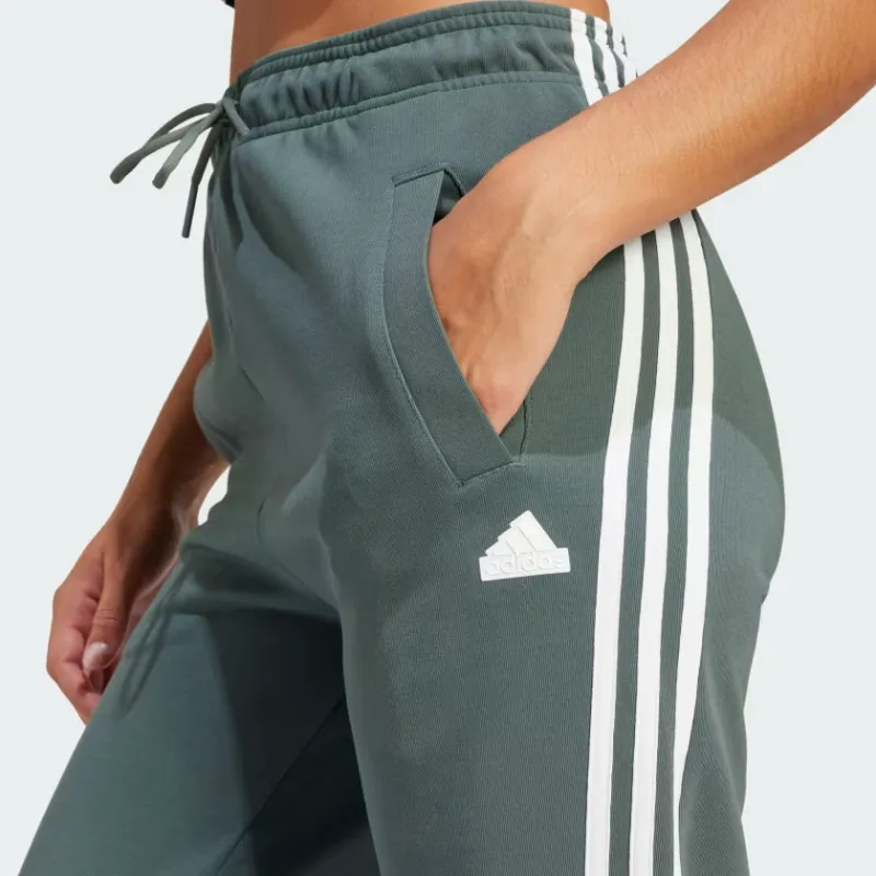 Adidas Future Icons Future Icons 3 Stripes Open Hem Joggers Knitted Sweatpants Women's Green-2