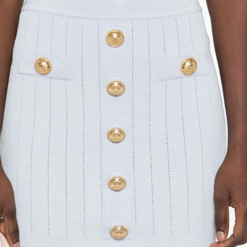 BALMAIN Button Detailed High Rise Mini Skirt-4