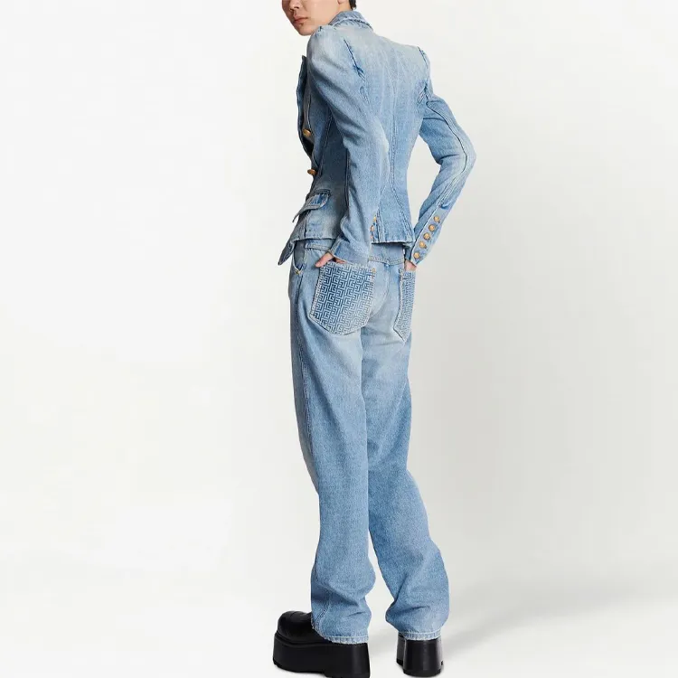 BALMAIN Double breasted Denim Blazer-2