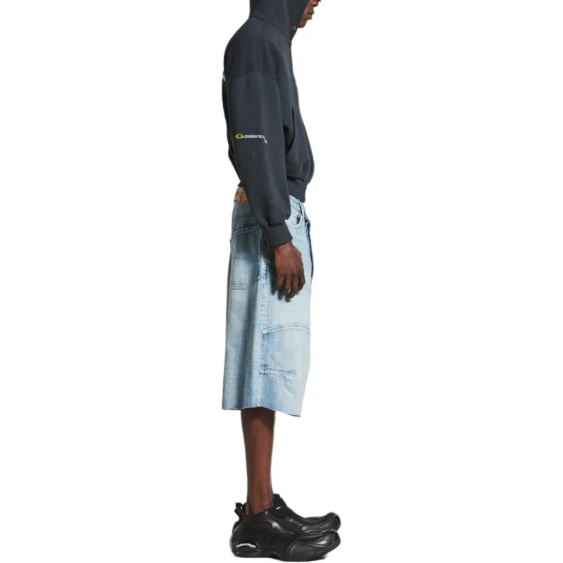 Balenciaga Denim Shorts Loose Fit Men's Light Blue-4