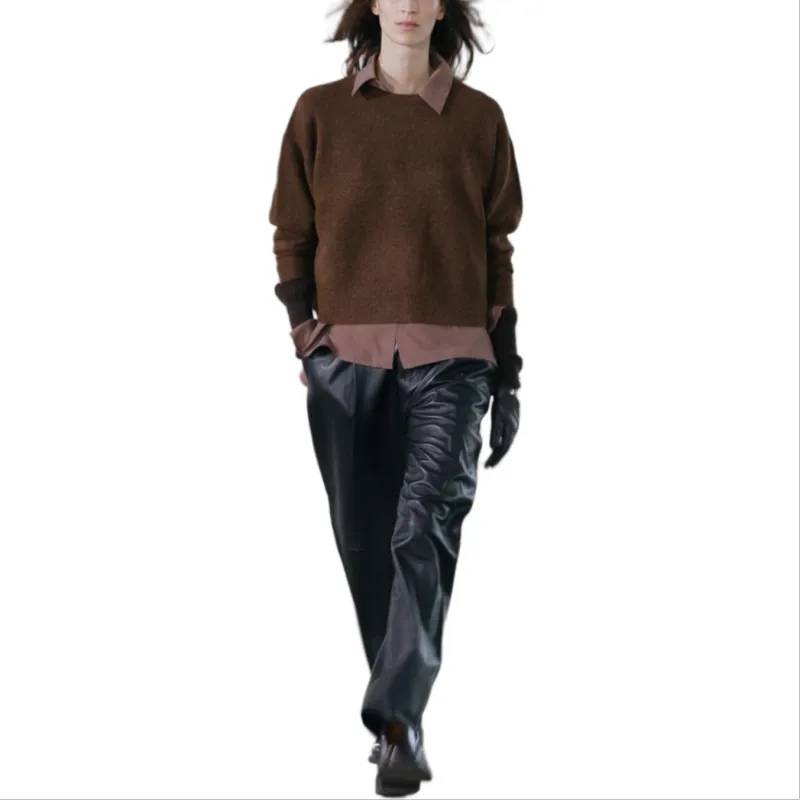 ZARA ZW Series Leather Pants Women's Black-2