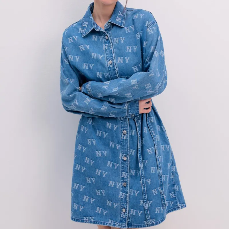 MLB Long Sleeved Dresses Women's Blue-2