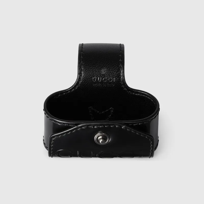 GUCCI Compatibility With AirPods Leather Printed Embossed Label, Spring Loaded Hook Clasp Headphone Cases-2